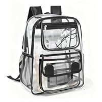 Eulihent Clear Backpack Transparent Bag PVC Waterproof See Through Rucksack Large Capacity School Backpack with Adjustable Straps Clear Gym Bag for Work Travel Concert Sports Unisex (41 x 35 x 15cm)