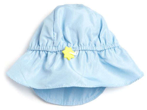 i play. by Green Sprouts Flap Sun Protection Hat for All-Day UPF 50+ Sun Protection, Light Blue, 0-6 Weeks