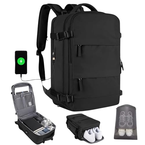 Mochila Viaje Cabina Avion 45x30x20 Compatible Con Aerolineas Maleta Cabina Con Apertura 180 , Puerto Usb Y Compartimentos Organizados Mochila Viaje Ligera Impermeable Mochila Mujer Negro Mochila Viaje Cabina Avion 45x30x20 Compatible Con Aerolineas Maleta Cabina Con Apertura 180 , Puerto Usb Y Compartimentos Organizados Mochila Viaje Ligera Impermeable Mochila Mujer Negro