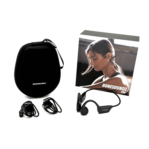 BONESOUNDZ Auriculares Bone Conduction Pro, oreja abierta, Bluetooth 5.3, IPX8 impermeable, 16 GB de almacenamiento, 10 horas de reproducción, auriculares inalámbricos, ligeros y cómodos para nadar,