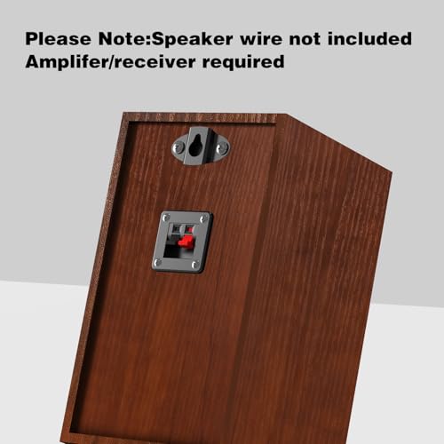 Image of Passive Bookshelf Speakers for Home Theater Surround Sound, Satellite Stereo Speakers with Classic Wood Grain for Record Player /Computer /TV, Wall Mountable, Cable Included, Wood Grain Color