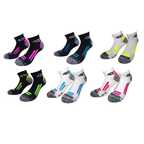 AZX Calcetines deportivos Mujer - 6 pares en colores surtidos - Perfect Fit Concept