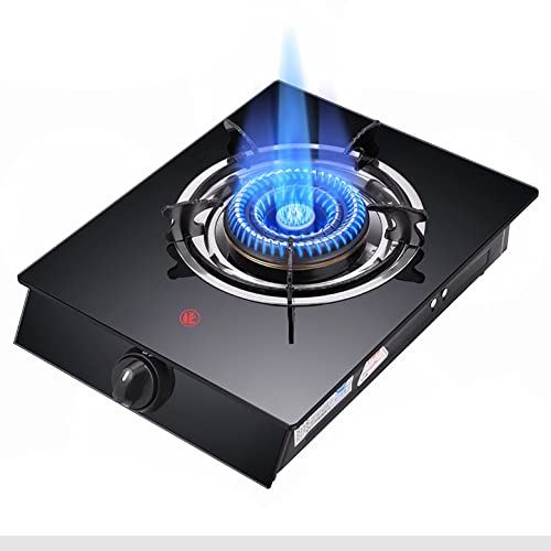 Aouoeeo Placa de Gas, Encimera de Gas, Cocina de Gas portátil de 1 Quemador, Vidrio Templado Negro o Acero Inoxidable.