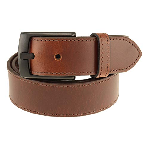 Thomas Bates Men's Metal Free Leather Dress Belt Security Friendly Highliner