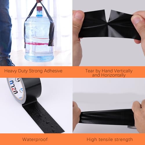 Image of Duct Tape Bulk, Black Duct Tape Heavy Duty, 12 Rolls x 20 Yard x 1.88 Inch Per Roll, Flexible, No Residue, All-Weather and Tear by Hand, Bulk Value for Indoor & Outdoor Repairs, Industrial Use