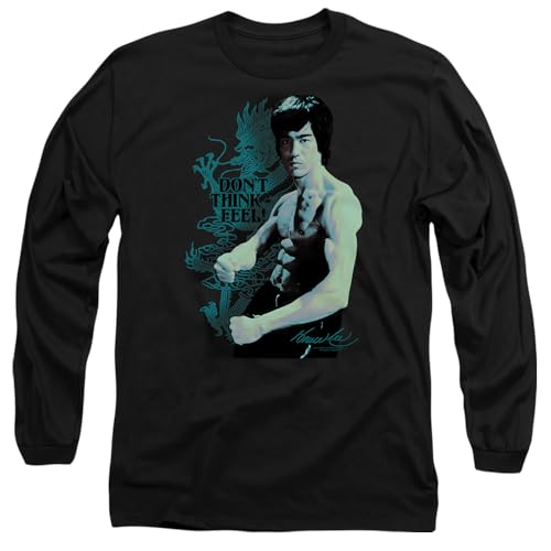T-shirt Bruce Lee manches longues noir coton vêtement mixte arts martiaux taille unique