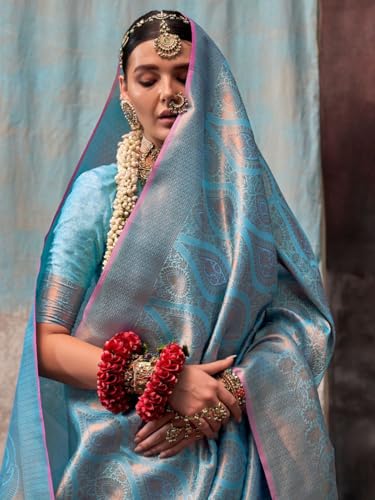 Image of SWORNOF Women's kanjivaram banarasi silk saree for Patola festival Wedding silk with rich pallu Design sarees for women with blouse piece