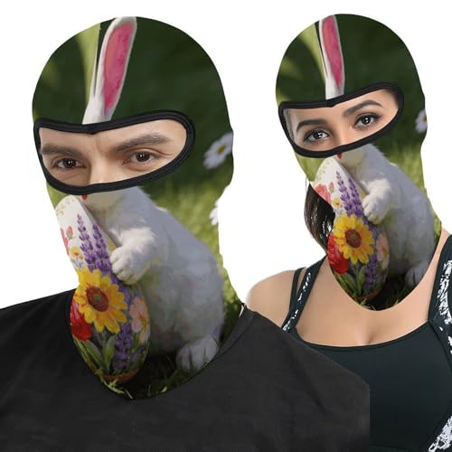 Balaclava Floral Bunny para Hombres y Mujeres, Máscara de Esquí Antiviento Cálida, Gargantilla de Cubierta Total para el Cuello, Mascarilla Facial Completa para Motocicleta, Bufanda para Invierno al Aire Libre miniatura 1