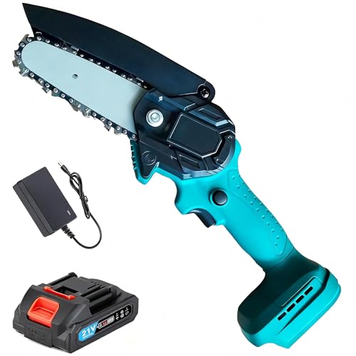 Bluebow Mini Chainsaw Cordless 4 Inch - Electric Saw Small Chain Saw Cordless Chainsaw with Battery and Charger for Cutting Trees Trimming Wood Gardening