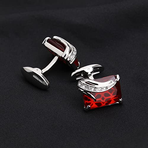 Par de mancuernas clásicas con cristal rojo para camisa miniatura 7