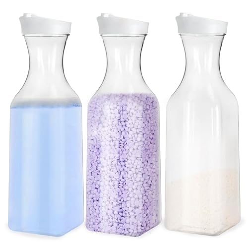Almacenamiento de detergente, suavizante, 3 unidades de 1,5 l de detergente en polvo, recipientes de almacenamiento de harina, pasta, para arroz, dulces, chocolate, suavizante, almacenamiento de
