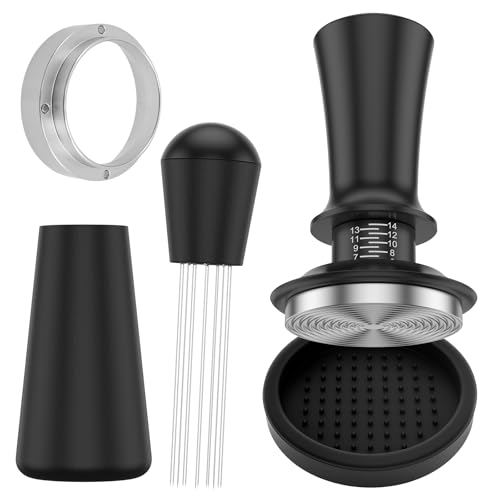 51mm Coffee Tamper Set - Stainless Steel Spring-Loaded Calibration Espresso Tamper & Adjustable Espresso Accessories for Coffee Machines
