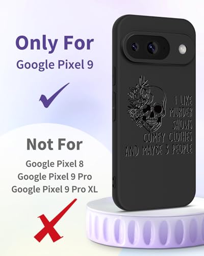 Toycamp for Google Pixel 9 Case 6.3 Inch - Women Girls Skull Cute Phone Cover Black Frosted Slim Fit Design Soft TPU Shockproof Protective Girly Pretty Cool Teens Fashion Unique for Google 9 Case - image 2