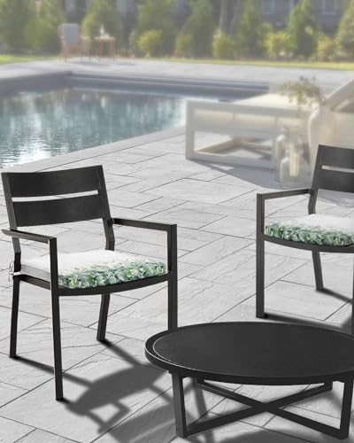 Edwiinsa Plant Plant Indoor/Outdoor Seat Cushions Cover,Waterproof Patio Chaise Lounge Cushion Cover for Beach Pool Side Chair Cushions 20x18x4 Pieces Eucalyptus Leaves Botanical Green White