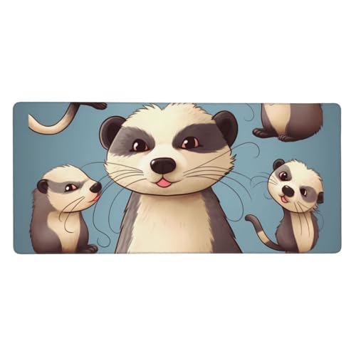 大型デスクマット 35.4 x 15.7インチ 拡張ゲーミングマウスパッド XXL ヘアリーフェレット キーボードマット ロングマウスパッド デスクデコレーション ライティングパッド デスクトップマット ノートパソコン マウスパッド オフィス ホーム用