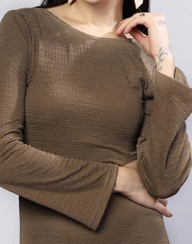 Image of Selvia Women's Trendy Ragular Fit Western Top, Ribbed Lycra TN-Shirt for Woman Stylish.