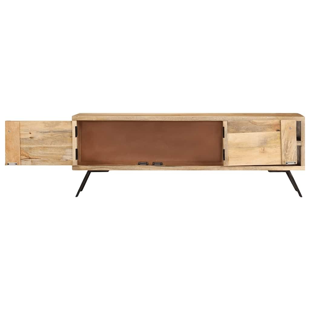 Mobile Porta TV 110x30x40 cm in Legno Massello di Mango | Mobiletto basso per soggiorno in stile rustico con ripiani per decoder e console di gioco.