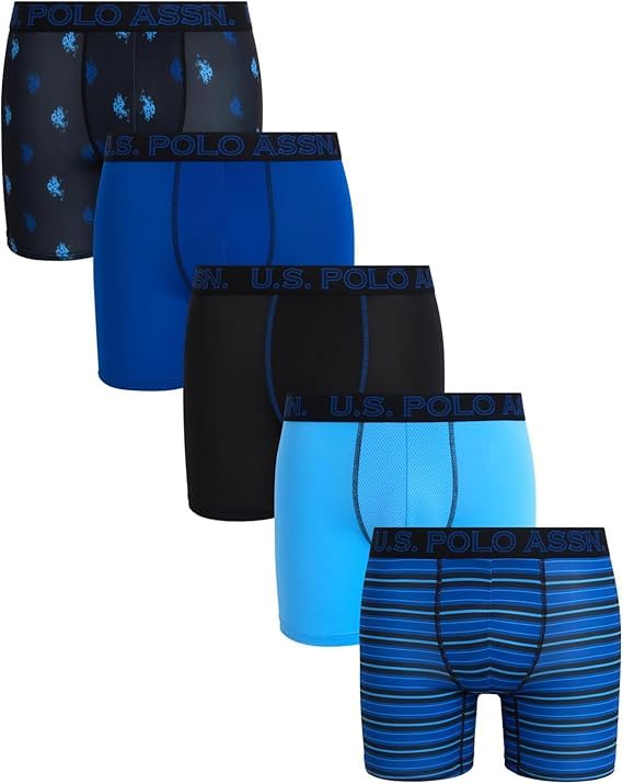 U S Polo Assn Mens Boxer Briefs - 5 Pack 6 Inseam Cotton Breathable Mens Underwear Boxer Shorts