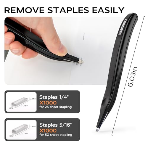 Marsrock Heftgerät° mit 2000 Heftklammern,180° Drehkopf tacker büro,entklammerer,stapler,Heftet bis zu 50 Blatt,für Zuhause, Schule & Broschüren,Schwarz