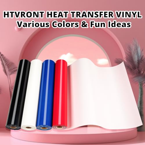 Image of HTVRONT Black HTV Heat Transfer Vinyl Roll - 12 inch x 30Ft Iron On Vinyl for T-Shirts,HTV Vinyl Easy Cut & Weed, Black Heat Transfer Vinyl for All Cutting Machines