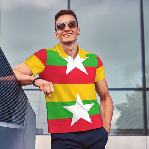 Polo de golf homme avec imprimé drapeau du Myanmar unique