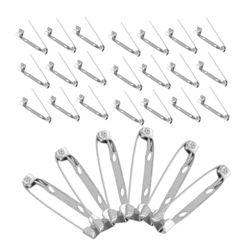 KALLORY Flat Back Safety Pins Secure Locking Backs 60pcs Silverplated Metal Pins for DIY Jewelry Making