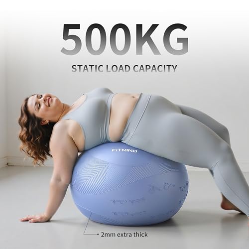 Image of Extra Thick Yoga Ball with Training Instruction, Anti-Burst Slip Resistant Exercise Ball with Pump for Pilates,Physical Therapy,Pregnancy Stability,Birthing Ball 22in 26in 30in