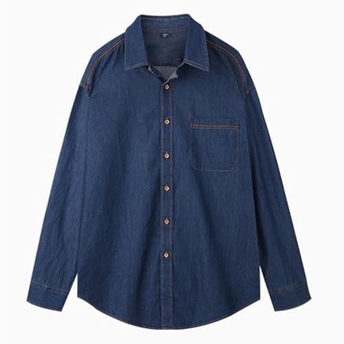Mens Slim Button Lapel Denim Jacket Casual Long Sleeve Washed Jean Coat Motorcycle Biker Jean Jackets (Dark Blue1,4X-Large)4