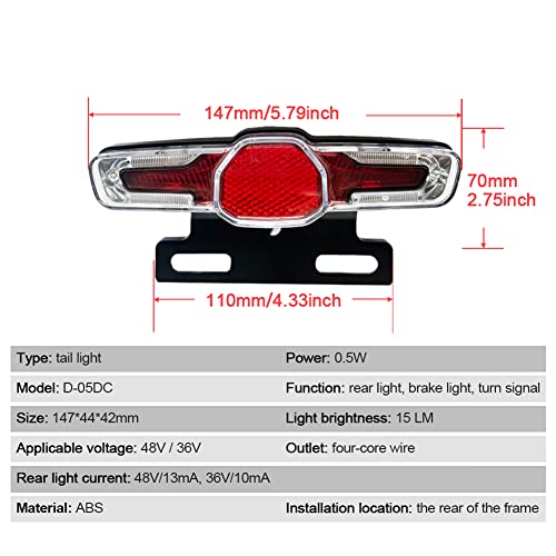 Tokiudeeir Electric Bike 36V 48V Headlight Front Lights TailLights Rear Warning Lights LED Night Spotlight Headlight Cycling Part - Image 2