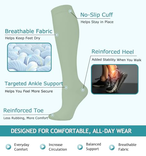 Image of 8 Pairs Compression Socks for Women & Men,Support Compression Stockings for Medical Running Athletic