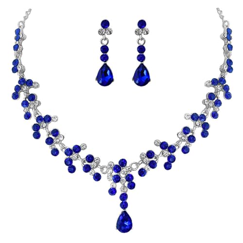 XFSRG Conjunto Joyería Gota Cristal Azul Collar...