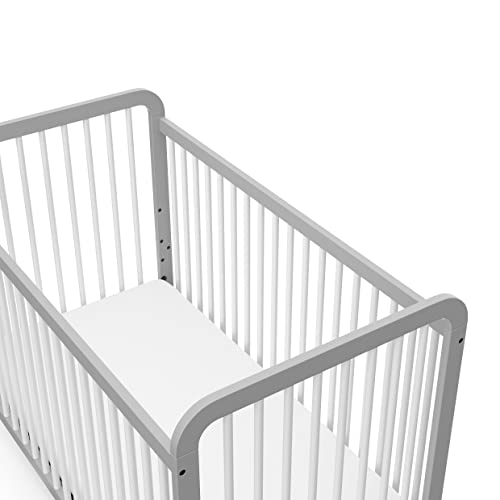 Image of Storkcraft Pasadena 3-in-1 Convertible Crib (Pebble Gray /White) - GREENGUARD Gold Certified, Converts to Daybed and Toddler Bed, Fits Standard Full-Size Crib Mattress, Adjustable Mattress Height