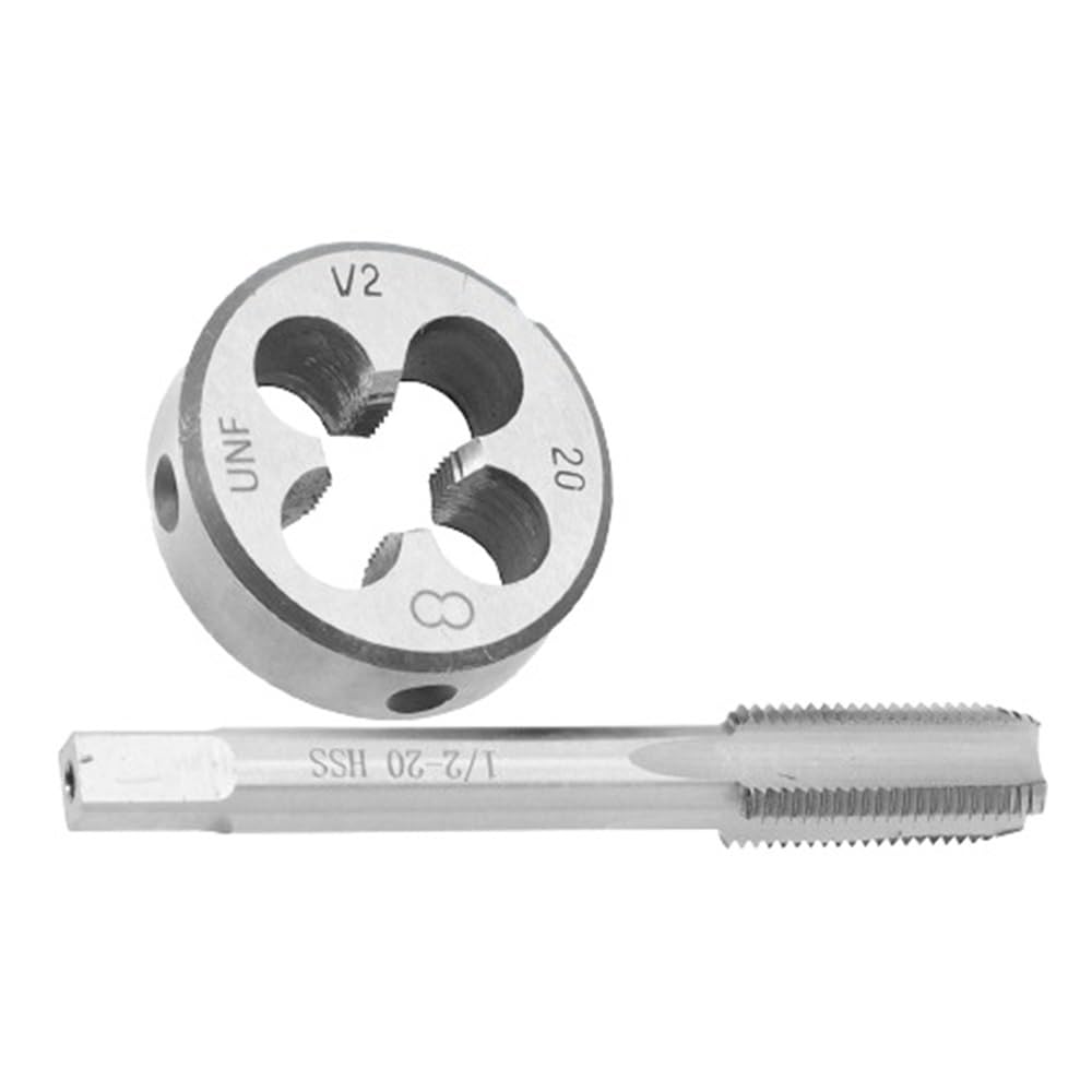 Troquel de roscar a derechas para roscar a máquina Juego de machos y terrajas HSS de roscar a la derecha de 1/2"-20 UNF, juego de machos y terrajas ideal for roscas internas de dispositivos, 1 juego