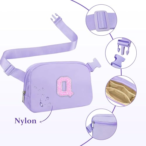 Image of COSHAYSOO Initial Fanny Pack for Girls Letter Belt Bag Crossbody Travel 6 7 8 9 10 11 12 13 14 Year Old Teen Girl Easter Birthday Gifts Preppy Personalized Cute Girly Fashion Purple Q