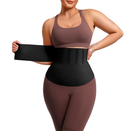Waist Trainers for Women Belly Fat,Postpartum Belly Wrap for Tummy Control,Bandage Wrap Waist Trainer, Black, 13.1ft
