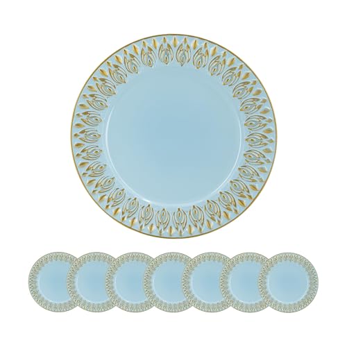Platos cargadores redondos 14 pulg. 8 piezas azul claro miniatura 2