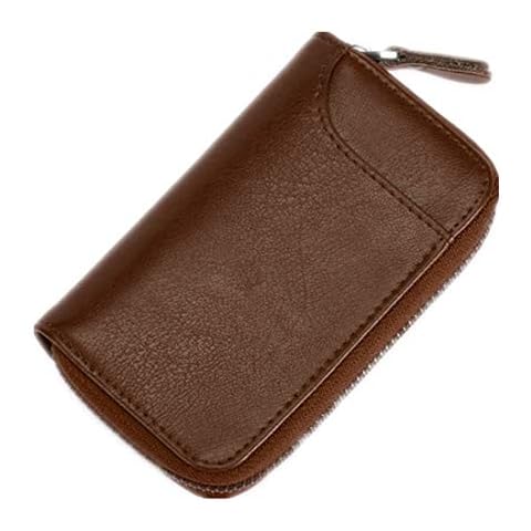 BAKUN Large Zipper Leather Car Key Case, Key Holder Key Organizer Wallet, With 16 Hooks (L, light brown) Cover
