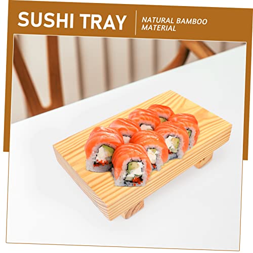 Bandeja práctica para sushi de bambú y polimérico portátil miniatura 6
