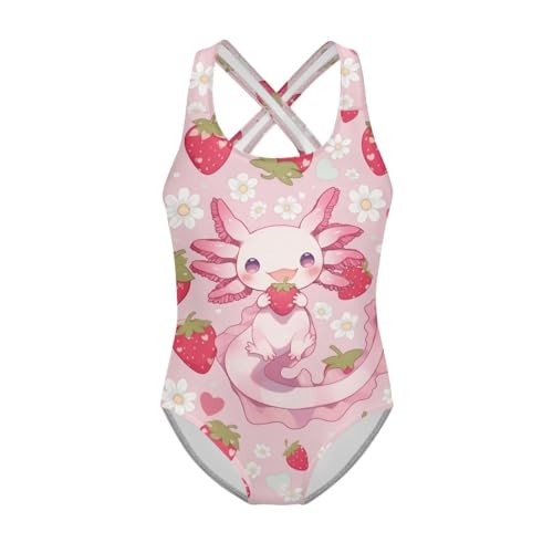 Image of WELLFLYHOM Girls Bathing Suits Size 5-14 One Piece Cross Back Swimsuit Sleeveless Full Coverage Swimwear for Beach Swimming