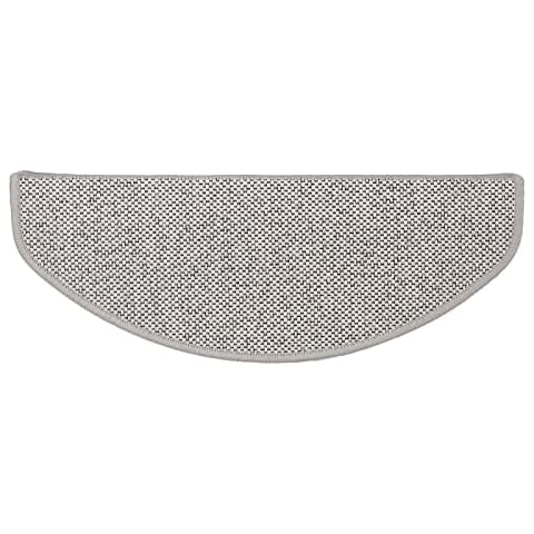 FLODI. Sabang Carpet Stair Treads, Set of 15 Pieces, Self Adhesive Anti Slip Stair Mat Pads, Woven Mats for Staircases (Silver, Semicircular - 19 x 56 cm) Cover
