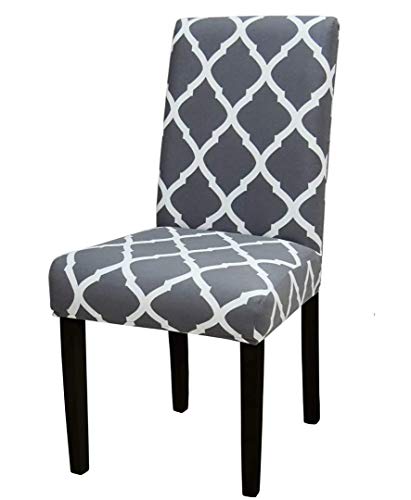 Styleys SLMC156 SLMC156 - Funda elástica para silla, extraíble, lavable, corta, protector de asiento (1 funda para silla, color gris claro)