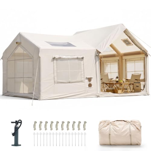 Image of Inflatable Tents for Camping, Large Blow Up Tent with Hand Pump, Easy Setup InflatableTent 4 Season Tent, Waterproof Oxford Air Glamping Tents for Camping Adult 4 /6 /8 /10 /12 Person