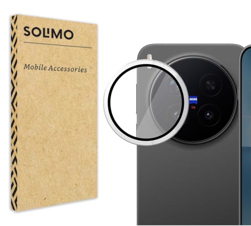 Image of Amazon Brand - Solimo Camera Glass Lens Protector Ring for VIVO X300 PRO 5G Case Friendly with Edge to Edge Coverage and Easy Installation (Silver)