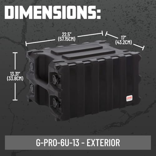 Gator Cases Pro Series Rotationsgeformtes 6U Rack-Gehäuse mit Flacher 13-Tiefe; (G-PRO-6U-13), Schwarz