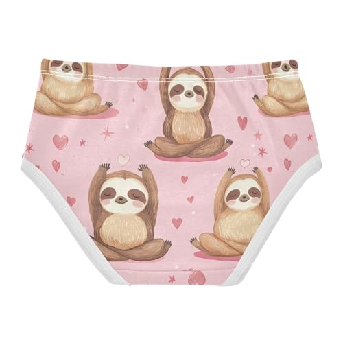 Wusikd Sloths Doing Yoga Girls' Underwear Cotton Pink Hearts Girls Briefs Soft Toddler Underwear 2T2