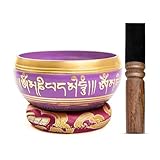 Tibetan Singing Bowl Set Brass - Master Healing Grade - Authentic Handcrafted Sound Bowl by Himalayan Bazaar (Black and Red)