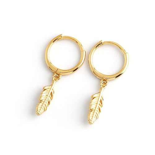 Feather Earrings for Women Gold Huggie Hoop Earrings Small Gold Hoop Feather Leaf Minimalist Earring Dainty Dangling Jewelry Trendy Stuff Gifts