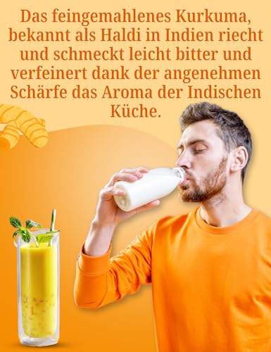 Kurkuma Pulver BIO 500g | Curcuma Kurkumawurzel gemahlen | Gewürzpulver Gelbwurz Turmeric Powder | Herkunft Indien | Organic Bio-zertifiziert DE-ÖKO-039