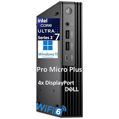 Image of Dell Pro Micro Plus Desktop Computers (Next Gen OptiPlex 7000 MFF) Mini AI PC, Intel 20-Core Ultra 7 265, 16GB DDR5 RAM, 1TB PCIe SSD, WiFi 6, Bluetooth, 4 DisplayPort + 2 Type-C, Windows 11 Pro