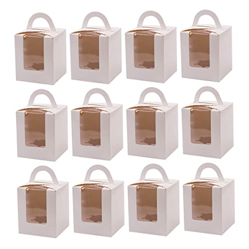 WEKADRIN 24pcs Transparent Cupcake Packaging Boxes with Inserts Handheld Individual Dessert Carrier for Weddings Birthday Parties and Celebrations Sturdy Design for Safe Transport